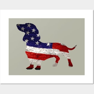 USA Flag Dachshund Posters and Art